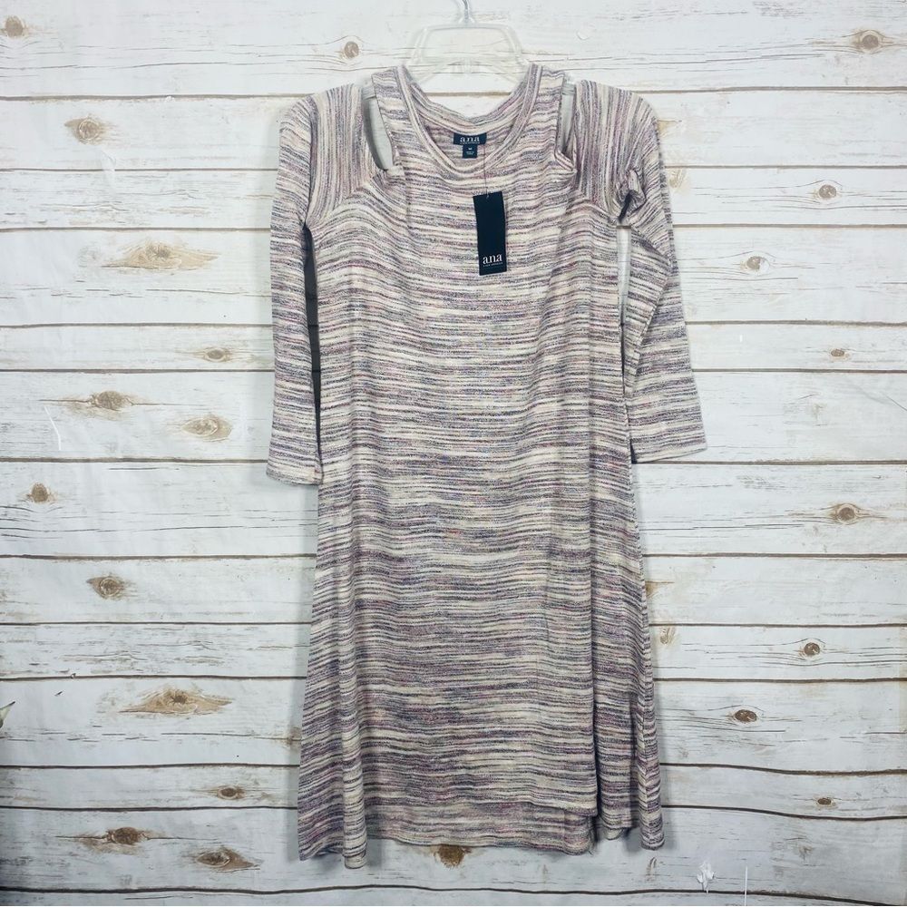 a.n.a Women’s Multicolor Cold Shoulders Long Sleeve Tunic‎ Dress size M